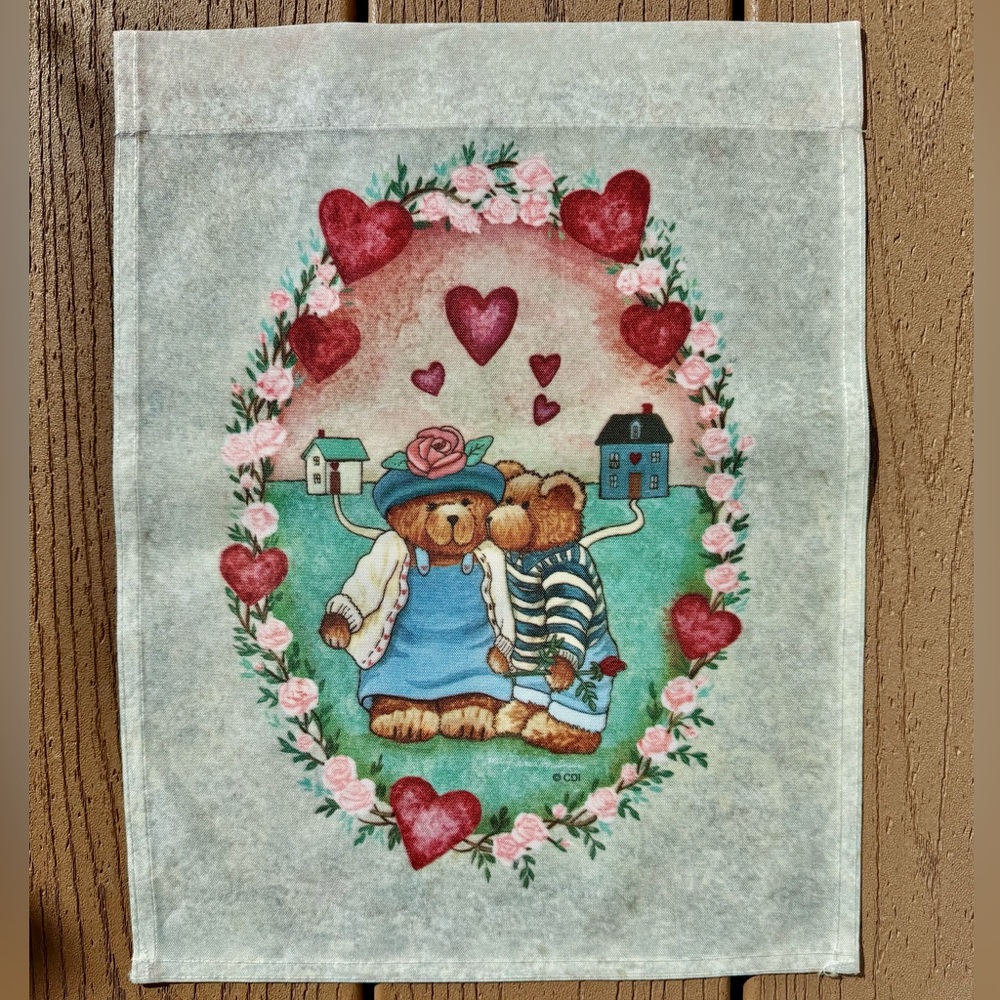 🆕TEDDY BEAR GARDEN FLAG BY CUSTOM DECOR INC. ORIGINAL ART HANDMADE IN SMYRNA, DE